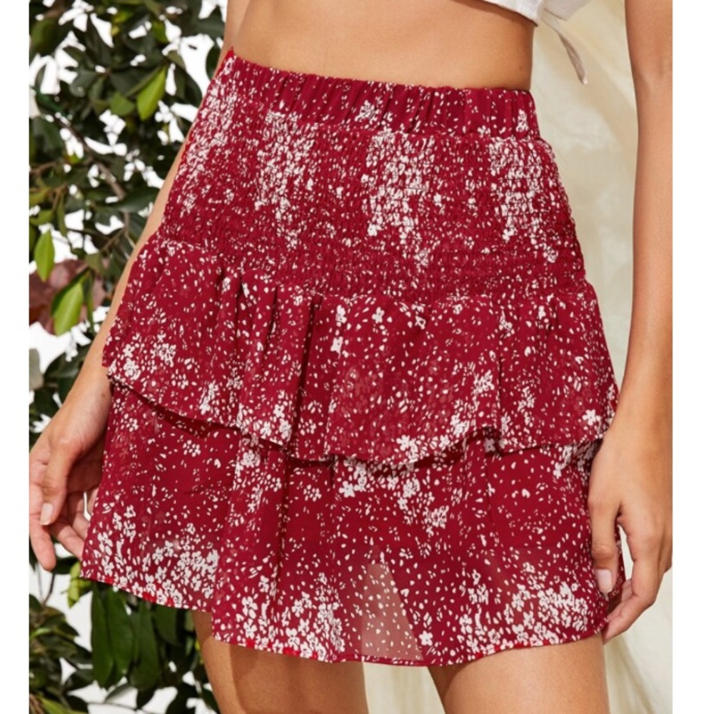 TRADE red floral skirt